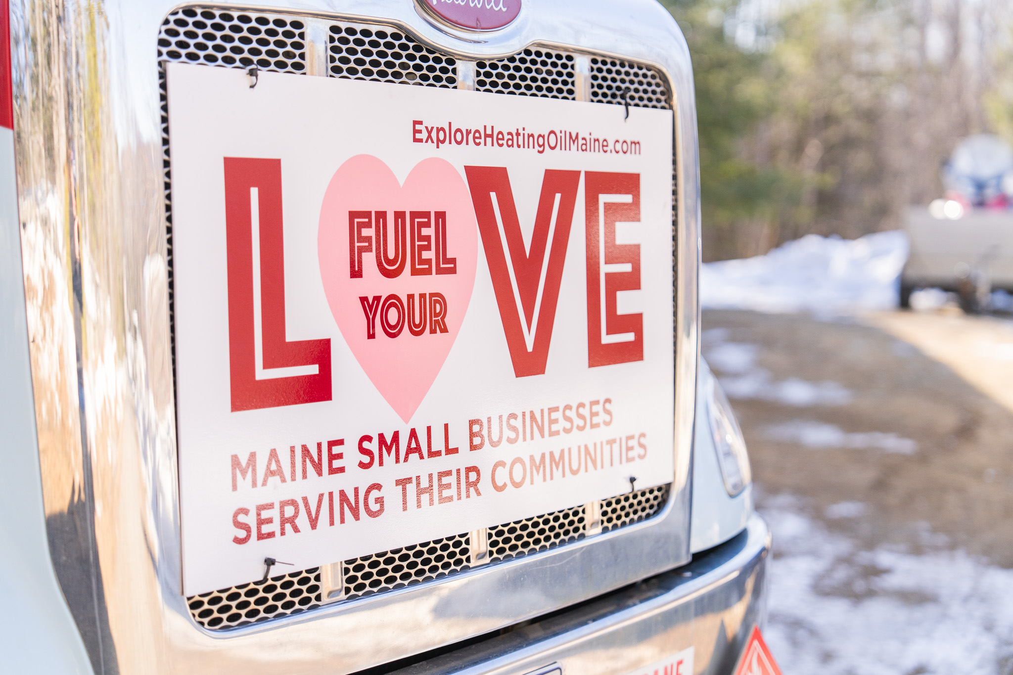 Fuel Your Love sign attached to a Colby & Gale propane truck.
