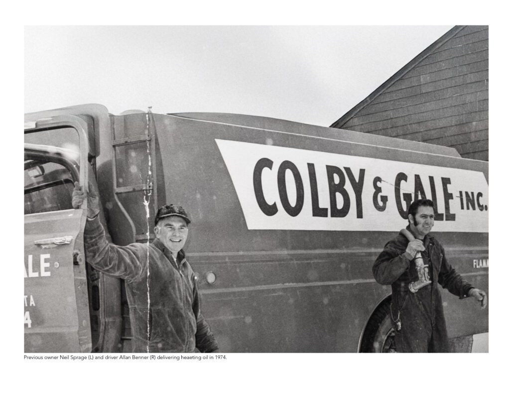 Previous owner Neil Sprage and driver Allan Benner delivering heaeting oil in 1974.
