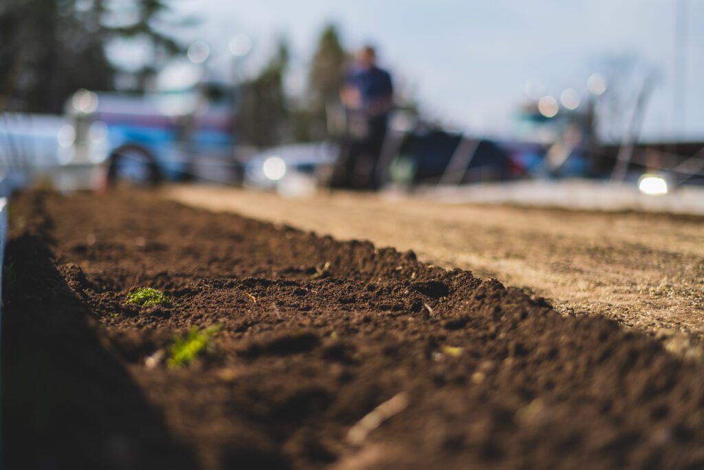 Freshly tilled top soil for garden bed