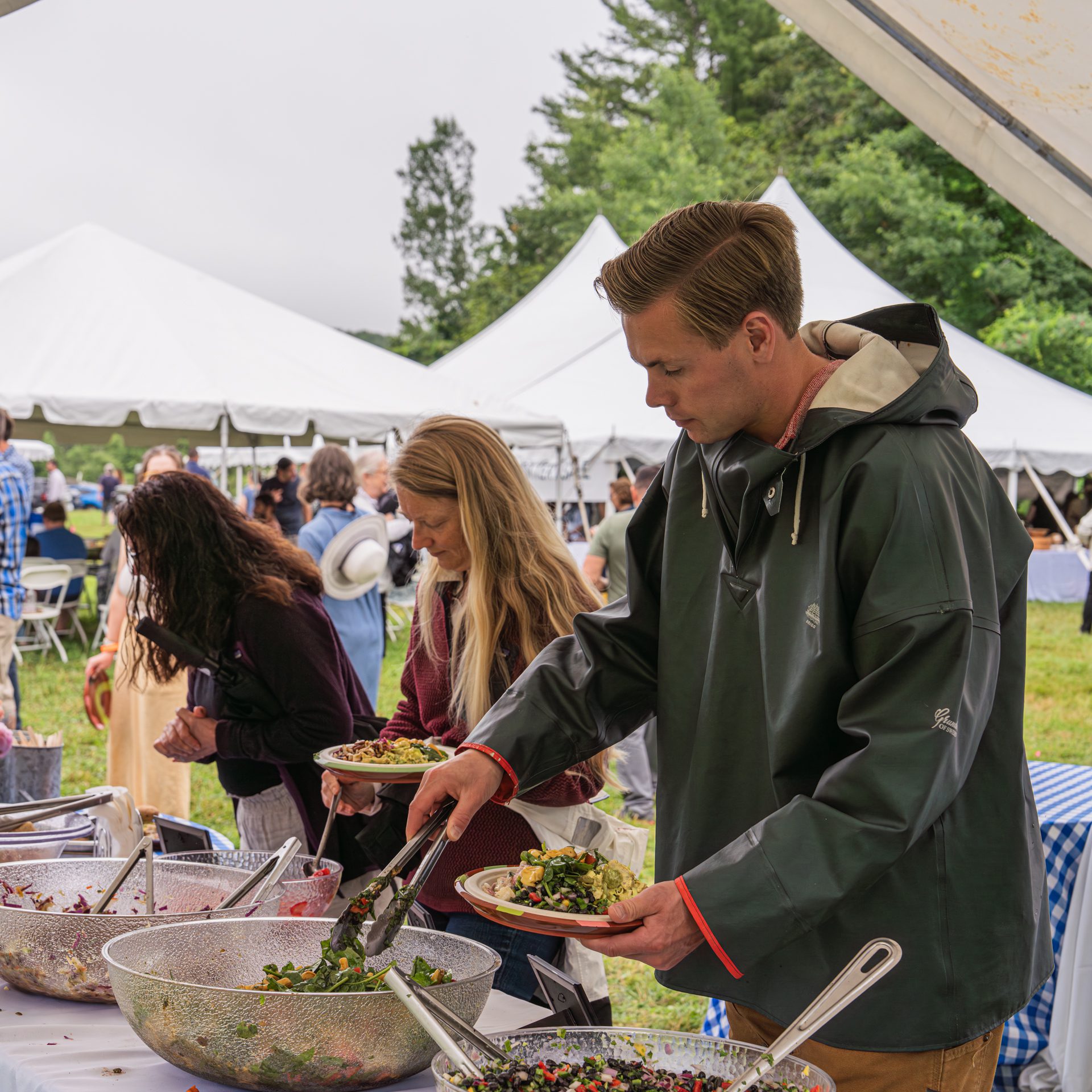Salad Days participants getting salad