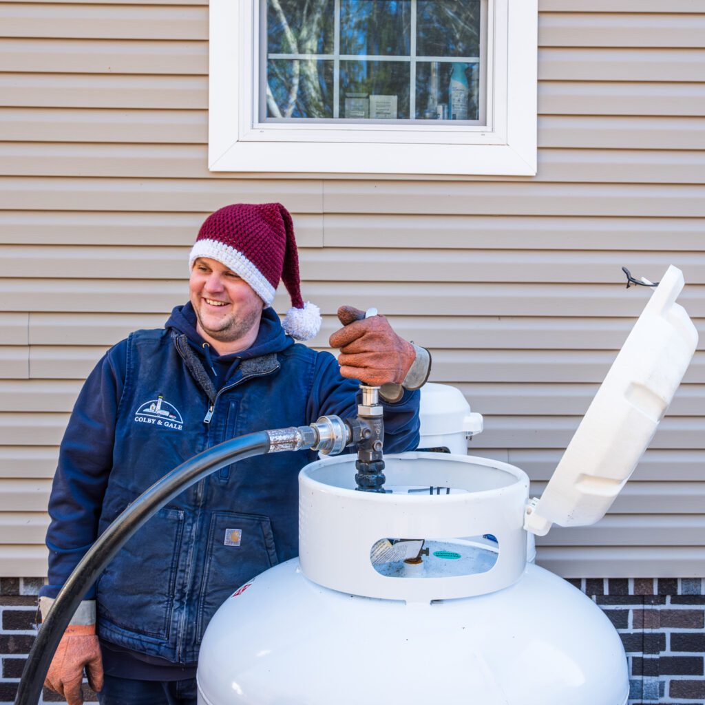 Nick filling up propane tank