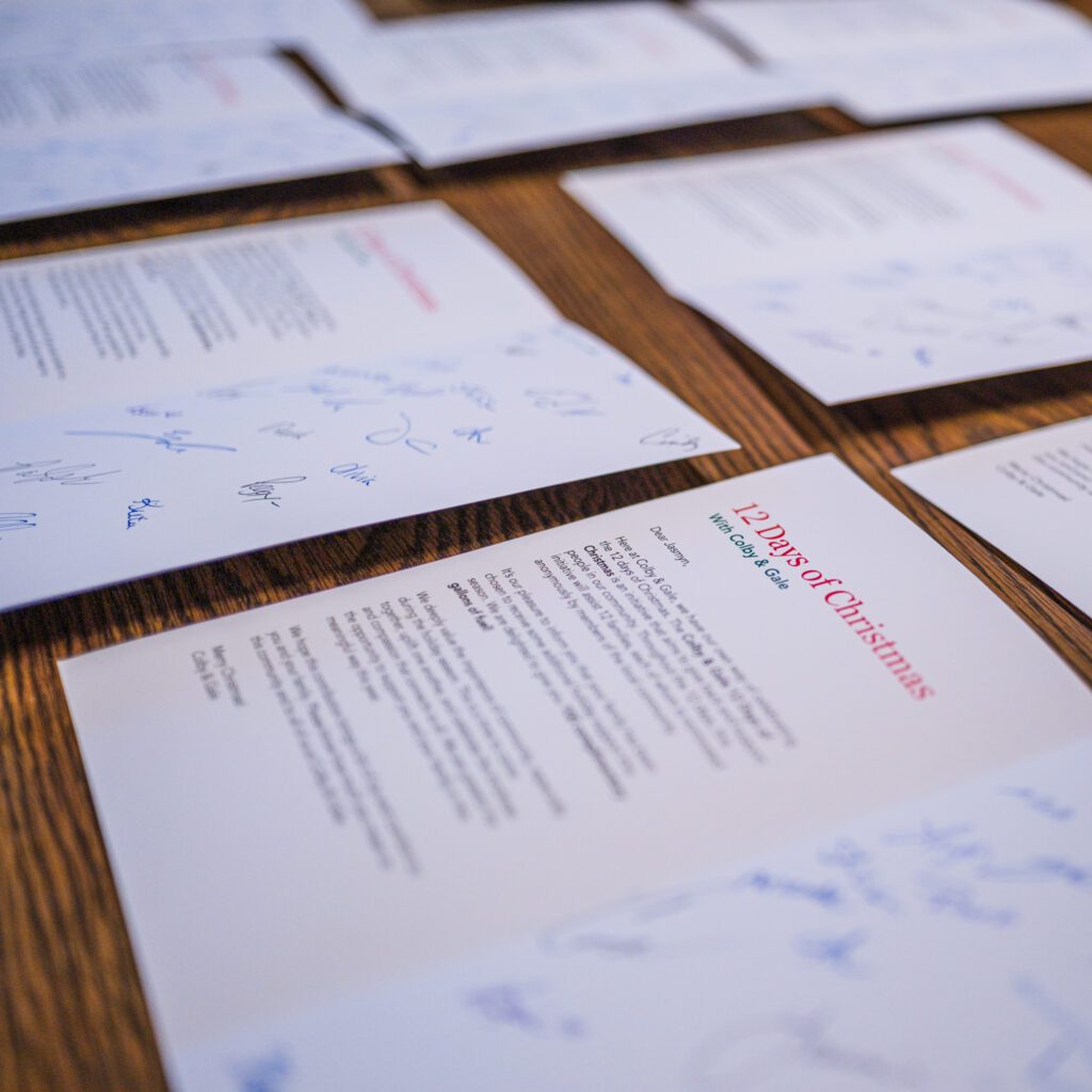 12 days of Christmas cards for free fuel delivery from Colby & Gale